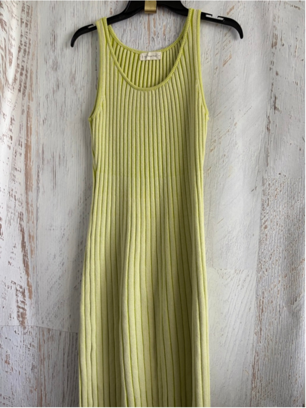 Women's By Together Lime Green Ribbed Knit Midi Dress M